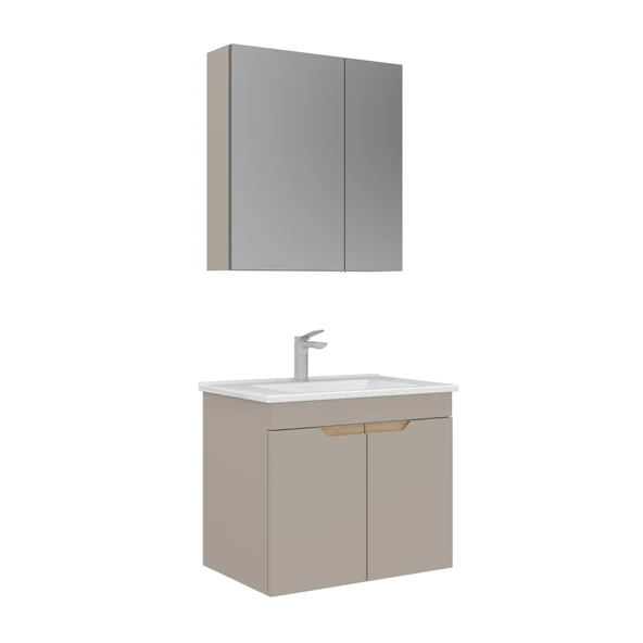 Orka Lena 65 cm Çöl Beji Kapaklı Banyo Dolabı Alt Modül Lavabo - Resim 2