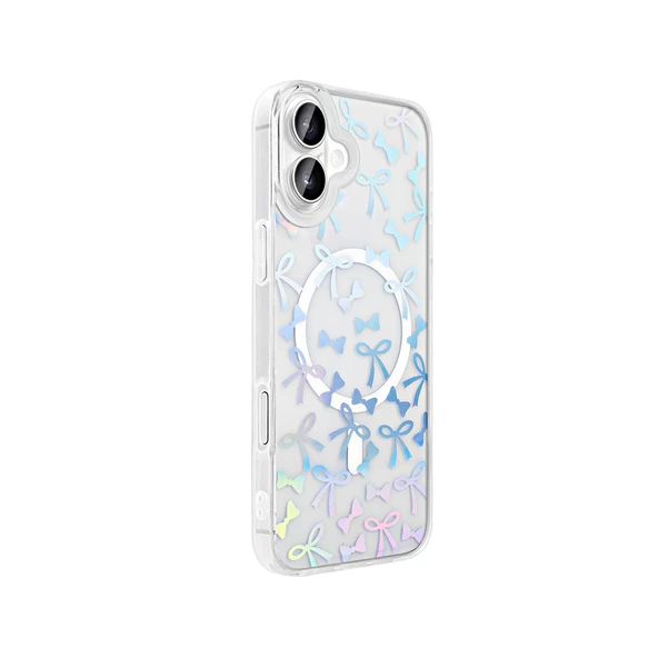 Apple iPhone 16 Kılıf M-Safe Şarj Özellikli Şeffaf  Folk Sert Kapak - Resim 7