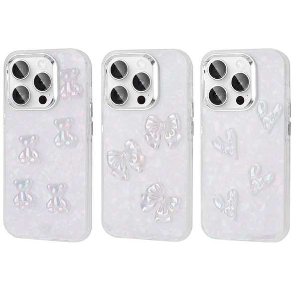 Apple iPhone 15 Pro Kılıf Kabartma Figürlü Parlak  Eralli Silikon Kapak - Resim 3