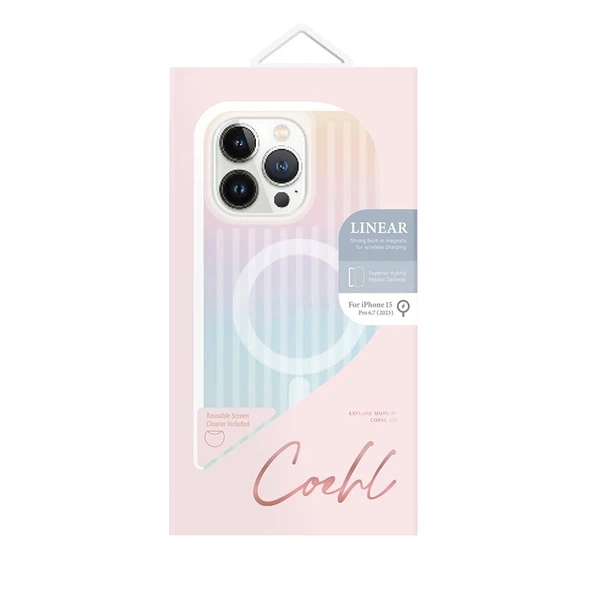 Apple iPhone 15 Pro Max Kılıf M-safe Şarj Özellikli Parlayan Arka Yüzey Coehl Linear Kapak - Resim 3
