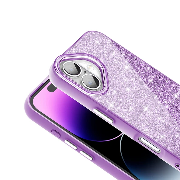 Apple iPhone 16 Kılıf M-safe Şarj Özellikli Parlayan Simli  Okso Kapak - Resim 7