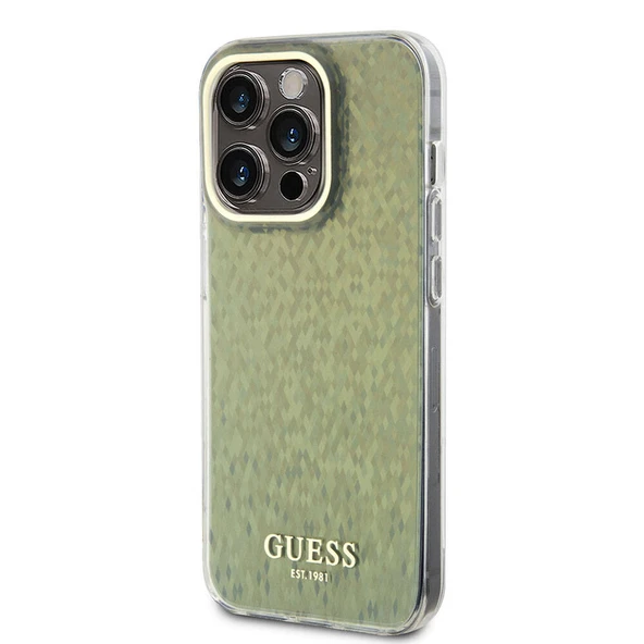 Apple iPhone 15 Pro Kılıf Guess Orjinal Lisanslı Yazı Logolu Mirror Disco Kapak - 3