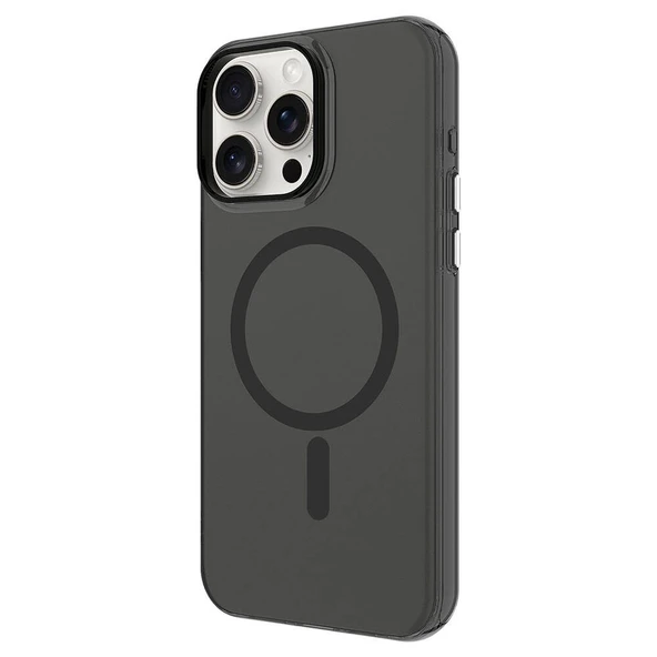 Apple iPhone 15 Pro Kılıf  M-safe Şarj Özellikli Buzlu Transparan C-Pro Sert Kapak - Resim 4