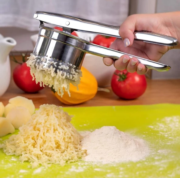PASLANMAZ ÇELİK PATATES EZİCİ BÜYÜK HAZNELİ NARENCİYE SIKACAĞI