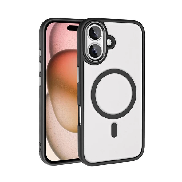 Apple iPhone 16 Plus Kılıf Wireless Şarj Özellikli  Krom M-safe Silikon Kapak ürün görseli