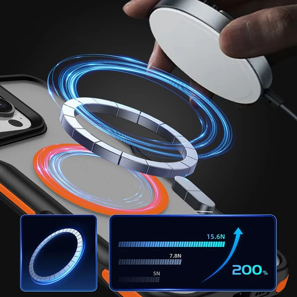 Apple iPhone 16 Pro Max Kılıf M-safe Şarj Özellikli Renkli Kenar Airbag Şeritli  Lamer Kapak - Resim 5