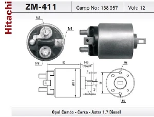 MARŞ OTOMATİĞİ-HT-12V-OPEL ASTRA 1.7 TD (96>) /VECTRA 1.7 TD  (95 >) (616S) - ZM-411 ürün görseli