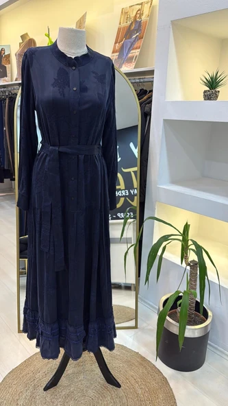 MissWhence Cupro ipek Elbise 38809 lacivert ürün görseli 1