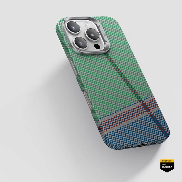 Apple iPhone 16 Pro Max Kılıf M-safe Şarj Özellikli Karbon Fiber Tasarımlı Benks Passion Green ArmorAir Kevlar Kapak - Resim 3