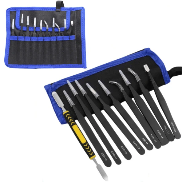 10 parça Cımbız Seti Telefon Tablet PC PS Saat Tamir Cımbızları - Tamir Cımbız seti + Çanta Hediye