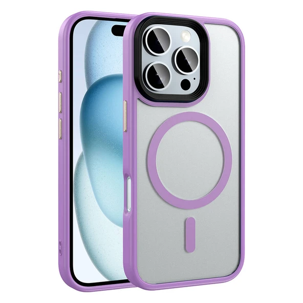 Apple iPhone 16 Pro Max Kılıf Mat Arka Yüzey Wireless Şarj Özellikli  Flet M-safe Kapak ürün görseli