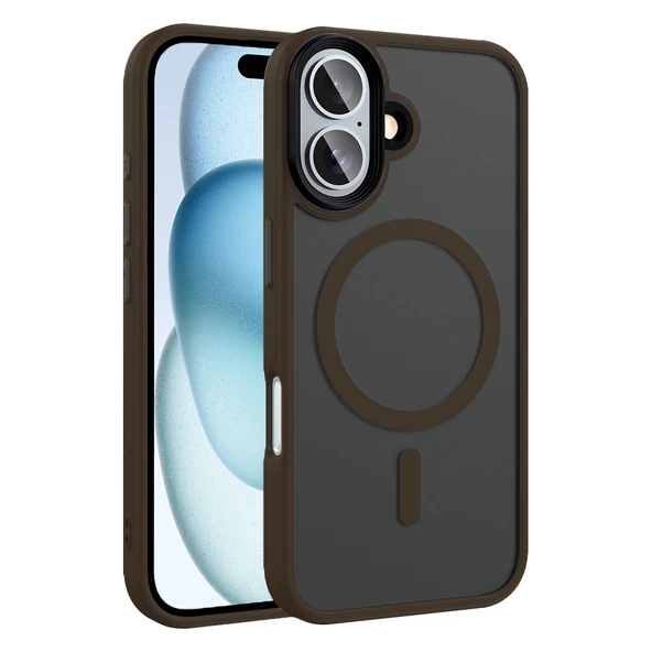 Apple iPhone 16 Plus Kılıf Mat Arka Yüzey Wireless Şarj Özellikli  Flet M-safe Kapak ürün görseli