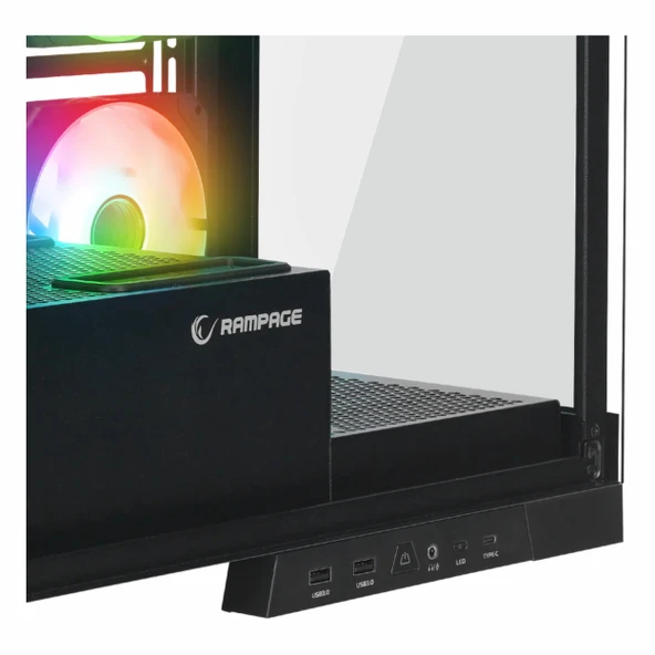 Rampage Hydra V2 Black USB 3.2 ARGB eATX Mid Tower Siyah Kasa - Resim 4