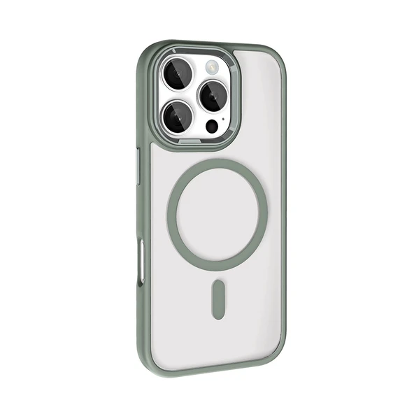 Apple iPhone 16 Pro Kılıf Wireless Şarj Özellikli  Krom M-safe Silikon Kapak - Resim 7