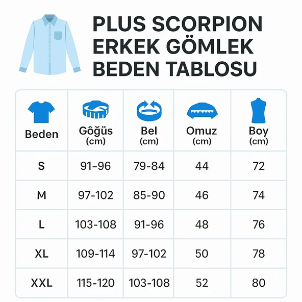 Erkek Klasik Gömlek – Pamuklu Esnek Kumaş,Slim Fit Uzun Kollu, Fransız Manşetli Plus Scorpion - Resim 11