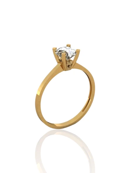 Klasik Tektaş Sade ve Şık 14 Ayar Altın Yüzük ürün görseli