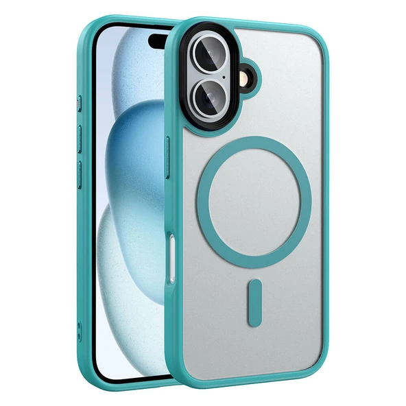 Apple iPhone 16 Plus Kılıf Mat Arka Yüzey Wireless Şarj Özellikli  Flet M-safe Kapak ürün görseli