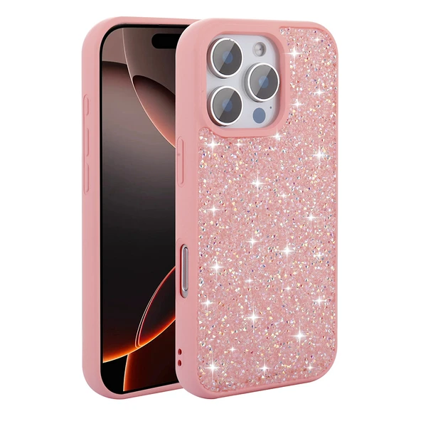 Apple iPhone 16 Pro Kılıf Parlak Taşlı Tasarım  Pırlanta Kapak - Resim 5