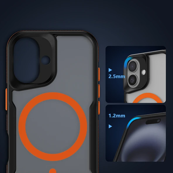 Apple iPhone 16 Plus Kılıf M-safe Şarj Özellikli Renkli Kenar Airbag Şeritli  Lamer Kapak - Resim 3