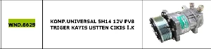 KLİMA KOMPRESÖRÜ>UNIVERSAL 5H14 12V PV8 TRIGER KAYIS USTTEN CIKIS İ.K - WONDO-6629 - 1