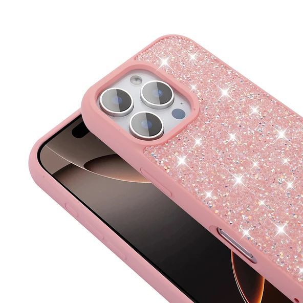 Apple iPhone 16 Pro Kılıf Parlak Taşlı Tasarım  Pırlanta Kapak - Resim 6
