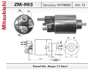 MARŞ OTOMATİĞİ-MIT-12V-OPEL MOVANO/REN. MASTER-CLIO 1.5D-KANGOO/PEU.106-206-2 D.CIVATALI-M0780082 - ZM-993 ürün görseli