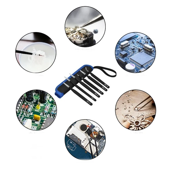 10 parça Cımbız Seti Telefon Tablet PC PS Saat Tamir Cımbızları - Tamir Cımbız seti + Çanta Hediye - 3