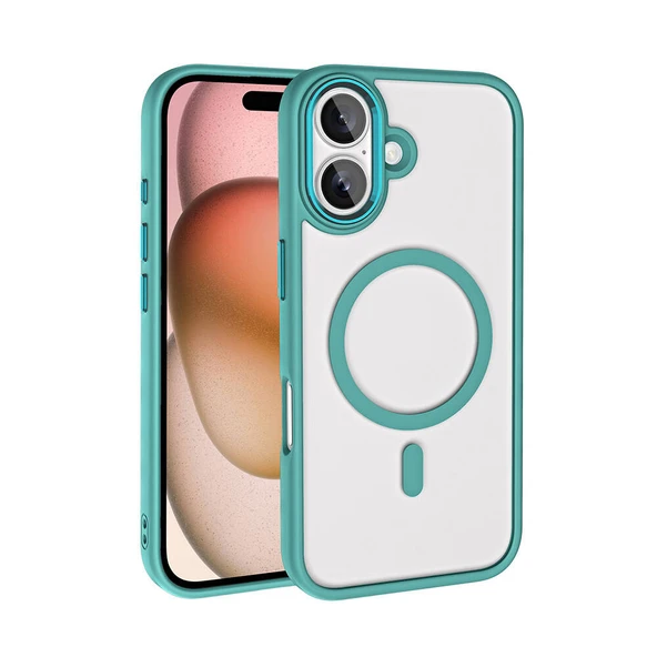 Apple iPhone 16 Plus Kılıf Wireless Şarj Özellikli  Krom M-safe Silikon Kapak ürün görseli