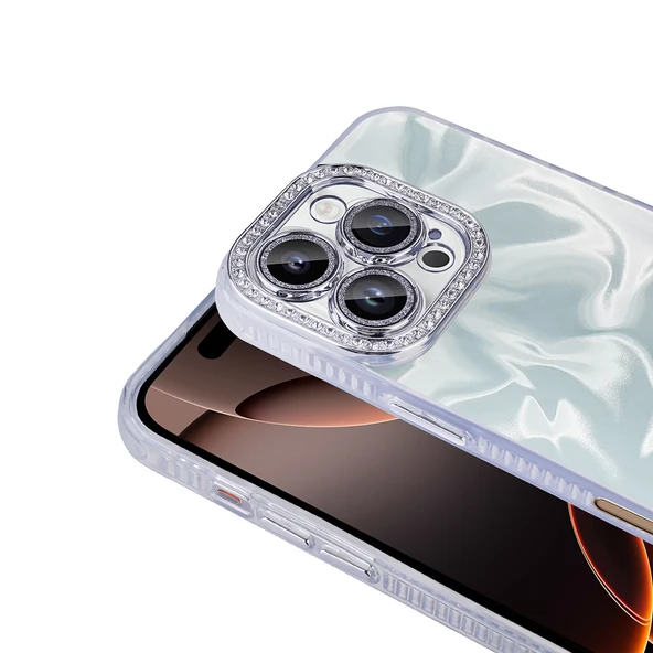 Apple iPhone 16 Pro Kılıf Airbagli Parlak Taş Detay Tasarımlı  Esila Kapak - Resim 4