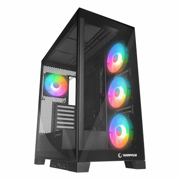 Rampage Hydra V2 Black USB 3.2 ARGB eATX Mid Tower Siyah Kasa ürün görseli 1
