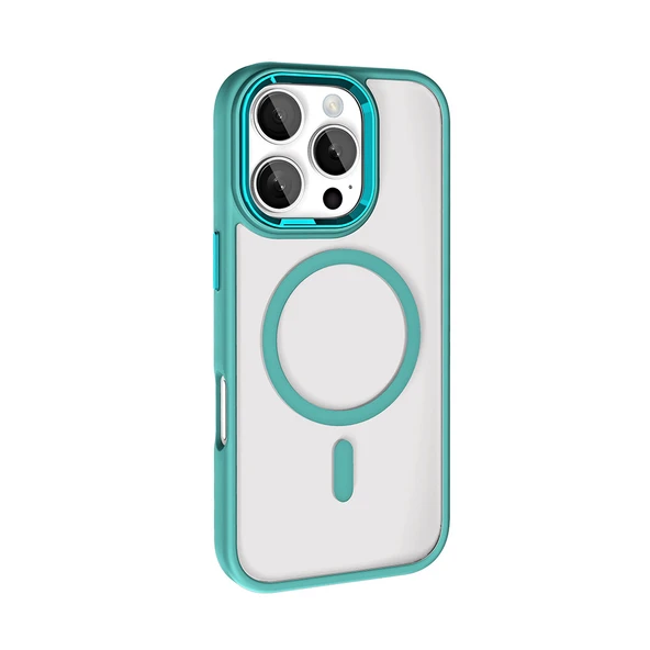 Apple iPhone 16 Pro Max Kılıf Wireless Şarj Özellikli  Krom M-safe Silikon Kapak - Resim 7