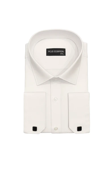 Erkek Klasik Gömlek – Pamuklu Esnek Kumaş,Slim Fit Uzun Kollu, Fransız Manşetli Plus Scorpion - Resim 10