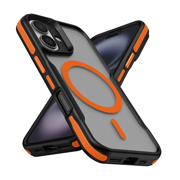 Apple iPhone 16 Plus Kılıf M-safe Şarj Özellikli Renkli Kenar Airbag Şeritli  Lamer Kapak ürün görseli