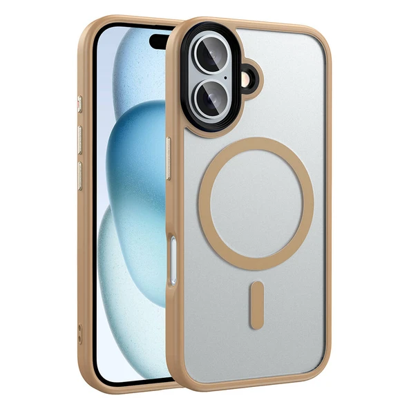 Apple iPhone 16 Plus Kılıf Mat Arka Yüzey Wireless Şarj Özellikli  Flet M-safe Kapak - Resim 2