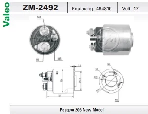 MARŞ OTOMATİĞİ-VT-12V-R.CLIO-KANGOO/PEU.206  3D 2DKK TEK CIVATA-438192 - ZM-2492 ürün görseli