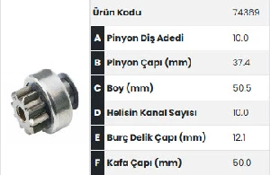 MARŞ DİŞLİSİ-10D TOYOTA COROLLA - AURİS 1,4 D4 2008-2014	 12NPD3430 - FORMMETAL-74369 ürün görseli 1