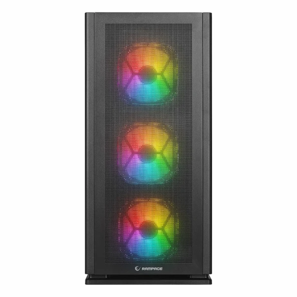 Rampage Vanguard V2 Black USB 3.2 RGB eATX Mid Tower Siyah Kasa - Resim 2