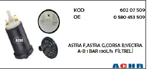 YAKIT POMPASI OPEL ASTRA F,ASTRA G,CORSA B,VECTRA  A-B 1 BAR 100L/h  FİLTRELİ - ACHR-60207509 ürün görseli