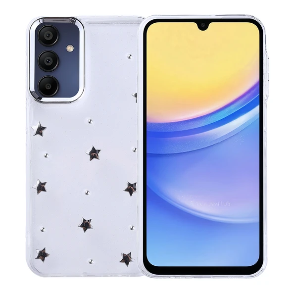 Galaxy A15 Kılıf Airbag Tasarımlı Simli Şeffaf  Kutup Kapak ürün görseli