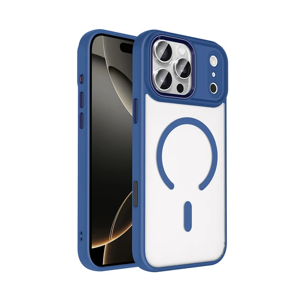 Apple iPhone 17 Pro Max Kılıf Wireless Şarj Özellikli  Krom M-safe Silikon Kapak ürün görseli