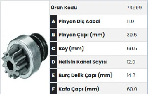 MARŞ DİŞLİSİ-ISK 11D MF ERKUNT TRAKTÖR - FORMMETAL-74999 ürün görseli 1