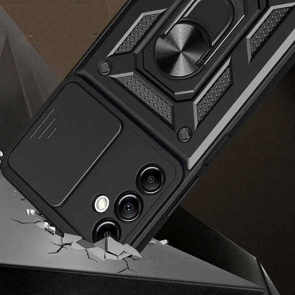 Galaxy A14 Kılıf Magnetik Standlı Kamera Korumalı  Sürgülü Vega Kapak - Resim 6