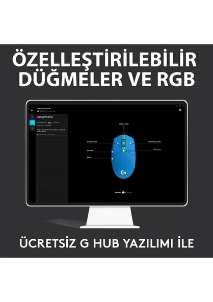 Logitech 910-005801 G102 Lightsync Mavi 8000Dpı 6 Tuş Optik RGB Blue Kablolu Gaming (Oyuncu) Mouse - 6