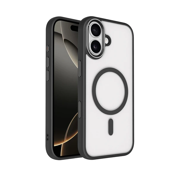 Apple iPhone 17 Kılıf Wireless Şarj Özellikli  Krom M-safe Silikon Kapak ürün görseli