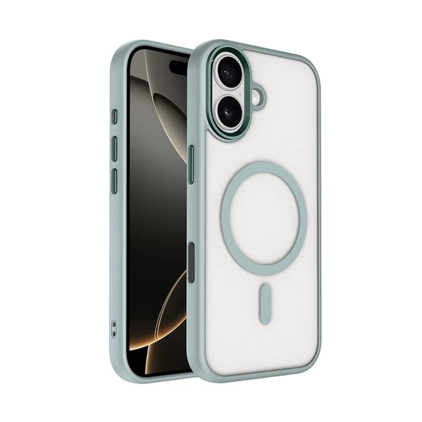 Apple iPhone 17 Kılıf Wireless Şarj Özellikli  Krom M-safe Silikon Kapak ürün görseli