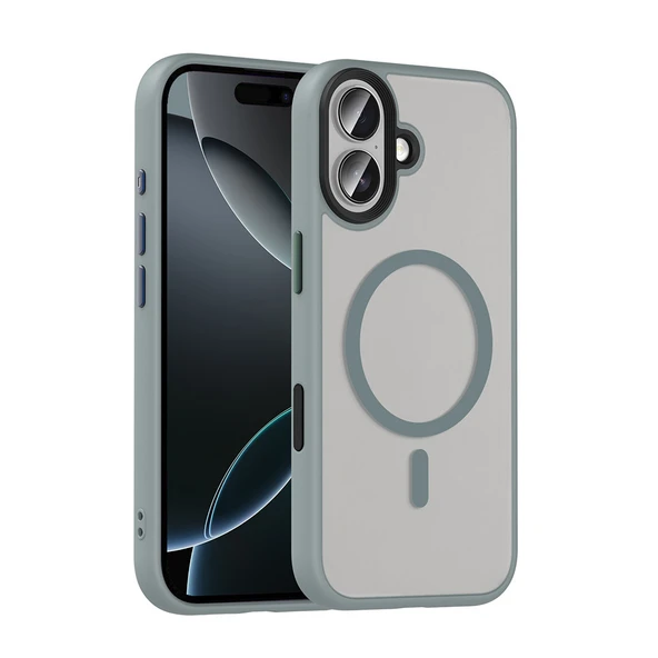 Apple iPhone 17 Kılıf Mat Arka Yüzey Wireless Şarj Özellikli  Flet M-safe Kapak ürün görseli