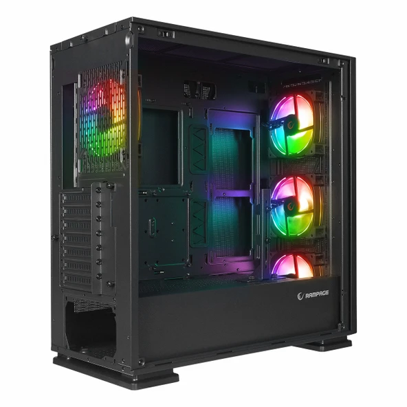 Rampage Vanguard V2 Black USB 3.2 RGB eATX Mid Tower Siyah Kasa - Resim 6