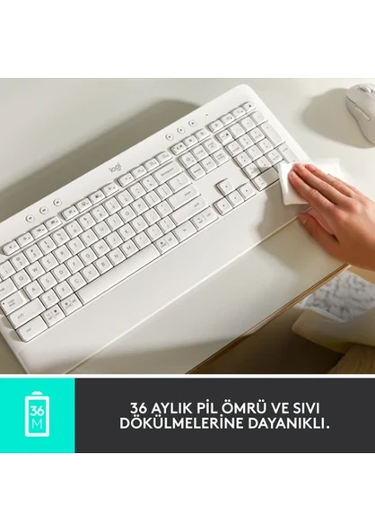 Logitech Signature K650 Tam Boyutlu Kablosuz Türkçe Q Klavye, Beyaz 920-010973 - 7