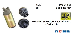 YAKIT POMPASI RENAULT MEGANE I 1,6-PEUGEOT 306-FIAT ALBEA COUPE 2,0 FİLTRELİ 3 BAR 90L/h - ACHR-60204601 ürün görseli
