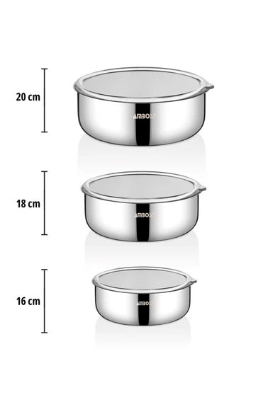 Elite 8 Parça Paslanmaz Çelik Saklama Kabı & Tava Seti - Resim 5